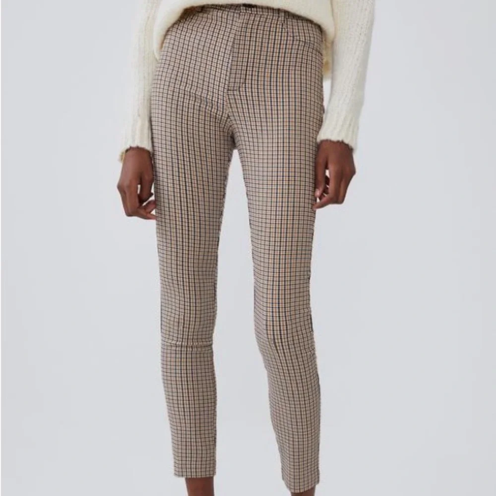 Zara Women’s High Waist Plaid Black, White & Brown Leggings/Pants- Size Small - Picture 2 of 13